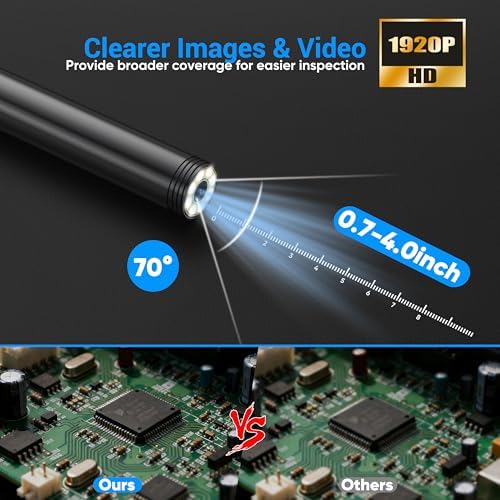 Endoscope Camera with Light,1920P HD Borescope with 8 Adjustable LED Lights