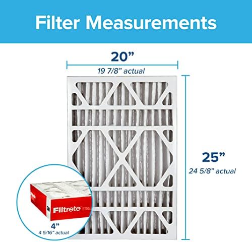 Filtrete 20x25x4 Air Filter MERV 11, MPR 1000 Micro Allergen Defense 2-Pack, Fits Honeywell & AprilAire, AC Furnace HVAC Filters for Home, Pleated Electrostatic (Actual Size 19.88 x 24.63 x 4.31 in)
