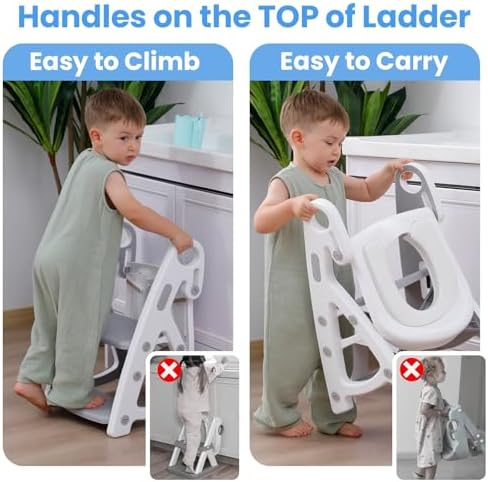 Primlect Potty Training Toilet, 2-in-1 Stable Potty Seat with Step Stool | Adjustable Seat and Step Height, Extra Wide Step, Anti-Slip Pad, Splash Guard, for Boys and Girls, Grey