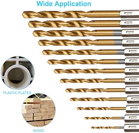 19 Pcs HSS Titanium Twist Drill Bit Set - 1/16"-1/4" Hex Shank Quick Change