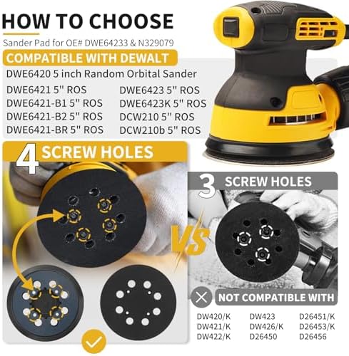 Orbital Sander Pad Replacement for Dewalt, 2 Pack