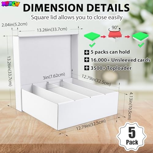 5-Pack Toploader Trading Card Storage Box, 4 Row 3200 Count Cardboard Box