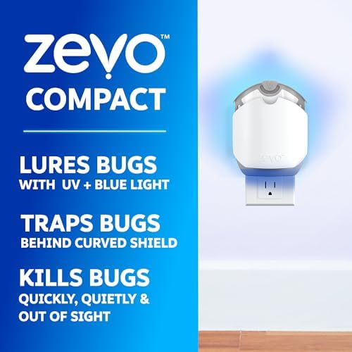 Zevo Compact Flying Insect Trap for Gnats & Fruit Flies, 1 Base & 3 Refills