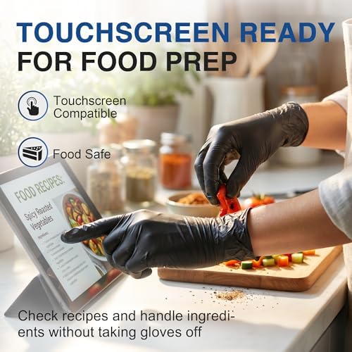 Schneider Black Nitrile Gloves, Gloves Disposable Latex Free, Powder Free