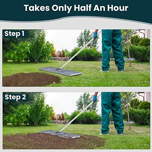Lawn Leveling Rake 30x10 inch, (Professional-Grade) Lawn Leveler Tool with Stainless Steel Handle Rakes for Lawns Heavy Duty Landscape Rake for Backyard, Garden, Golf Course, Farm, Pasture