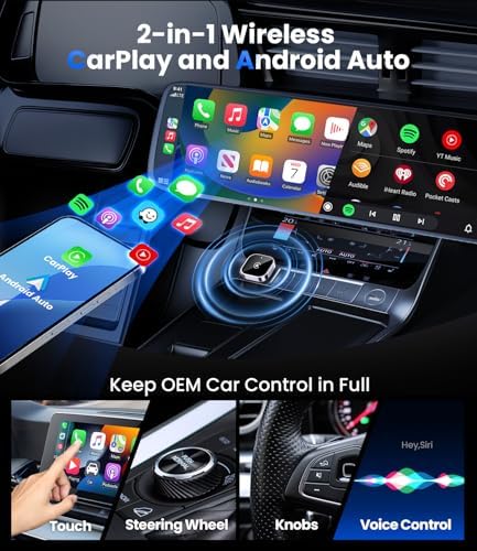 Teeran 2 in 1 Wireless CarPlay and Android Auto Adapter