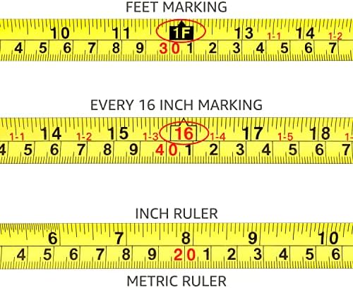 Amazon Basics Retractable Tape Measure with Metric and SAE Measurements, 16 ft / 192 in, Turquoise