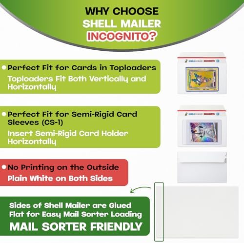 Shell Mailer Incognito Trading Card Envelopes for Shipping 100 Card Mailers