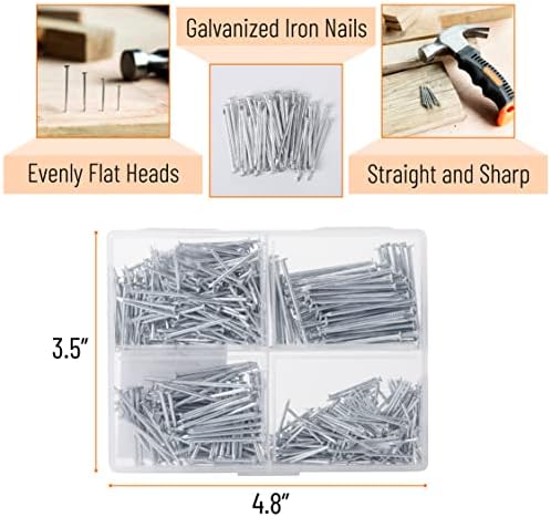 Mr. Pen- Nail Assortment Kit, 600 pcs, 4 Sizes, Silver Picture Hangers
