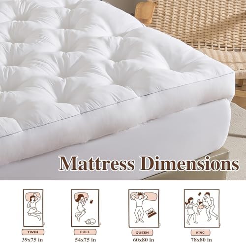 WhatsBedding 5 Inch Memory Foam Mattress Topper (Queen, 60x80),Deep Pocket