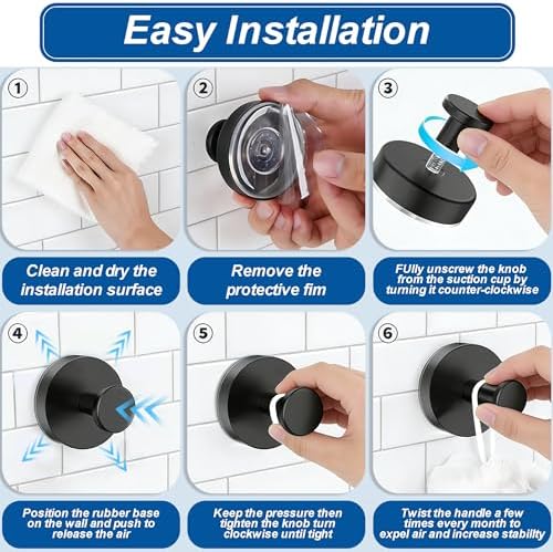 klasit Suction Cup Hooks for Shower, No-Drill Towel & Robe Hooks