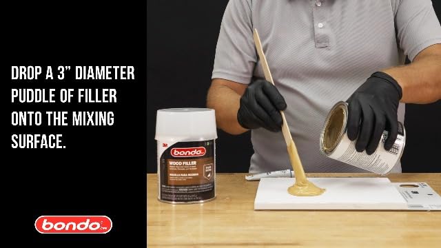 3M Bondo Wood Filler 30 oz (850.49 g) with Bondo Cream Hardner 0.5 oz (14g), Repairs Chips and Cracks in Wood, Sandable, Paintable, and Stainable (WF-QT-ES)
