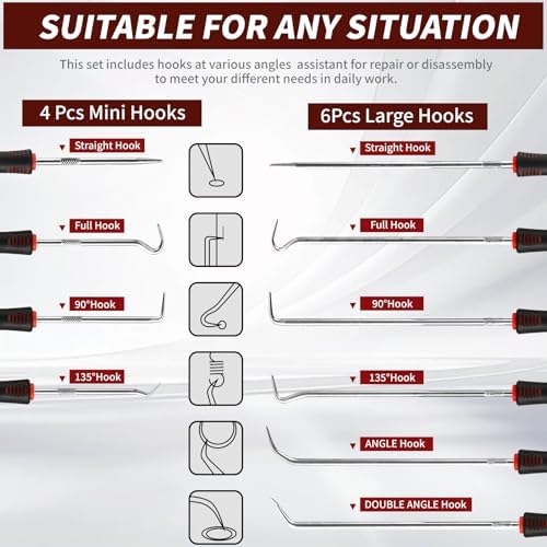 Hook and Pick Set – 10PCS Precision Pick Tools with Non-Slip Grip