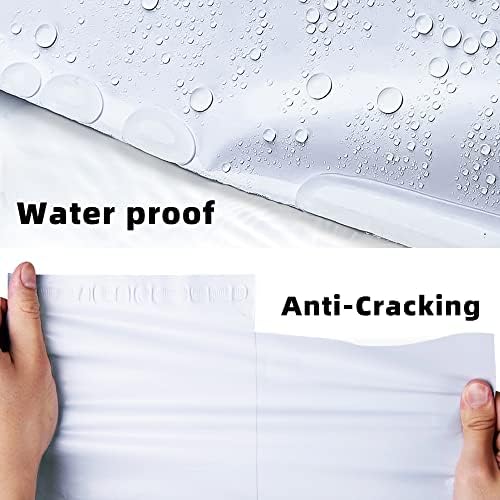 POLYSELLS 100 pcs 10x13 Inches White x Silver Poly Mailers Shipping Envelopes, Strong Adhesive Sealing, Waterproof, and Tear-resistant Postal Mailing Bags for Clothing, Books, and Accessories