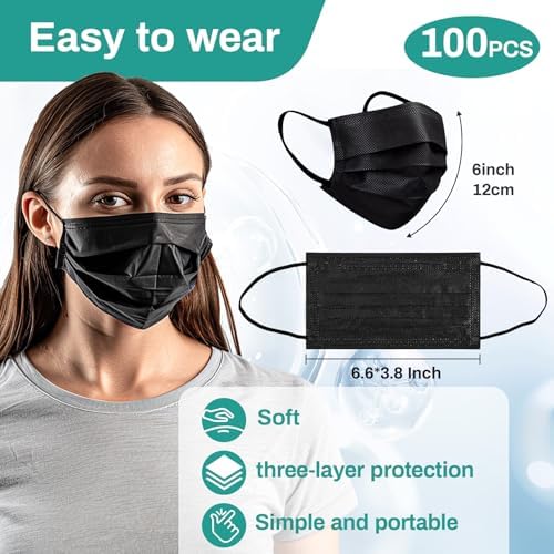 MAQIHAN 100 PCS Disposable Face Masks - 3 Ply Filter Protection Masks
