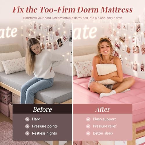 ELEMUSE Twin XL Dorm Room Essentials 3 Inch Memory Foam Mattress Topper