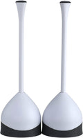 Clorox Toilet Plunger with Hideaway Holder Caddy Heavy-Duty Compact Design with Non-Skid Rubber Base for Bathroom Convenient Storage Toilet Unclogger, 6.5x19.5-Inch, White