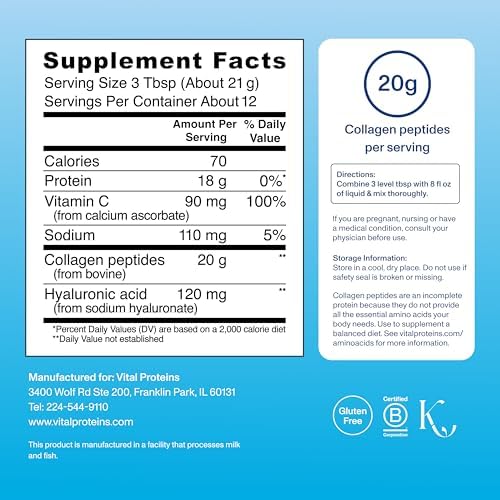 Vital Proteins Collagen Peptides Powder Advanced, Unflavored, 9.33oz