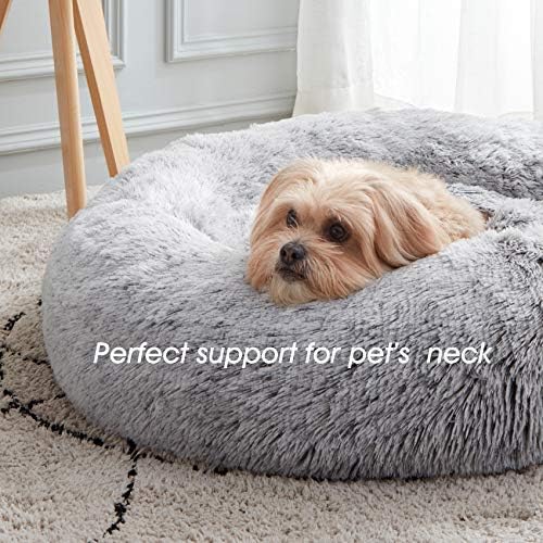 Western Home Calming Donut Cat Bed Small Dog Bed Washable,20" Light Grey