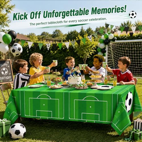 OHOME Soccer Party Decorations - 2 PCS Soccer Tablecloth | 2026 World Soccer Cup Merchandise Birthday Party Decorations - Soccer Party Favors Accessories Supplies for Indoor Outdoor Decor