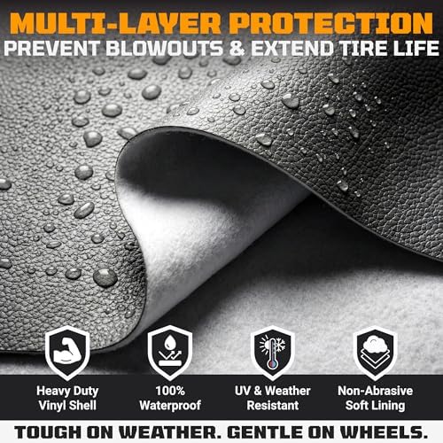 TIRESHIELD PRO Tire Covers Set of 4 - Heavy Duty All-Weather UV-Resistant Wheel Covers w/StormLock-System - Year-Round Protection for Your RV, Camper, Truck, Car & Trailer Tires w/ 26-28.75" Diameter