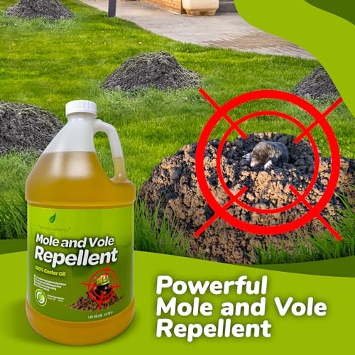 Natural Elements Mole and Vole Repellent – 100% Castor Oil Formula – Lawn and Yard Treatment – Covers Large Areas – 128 oz (1 Gallon)