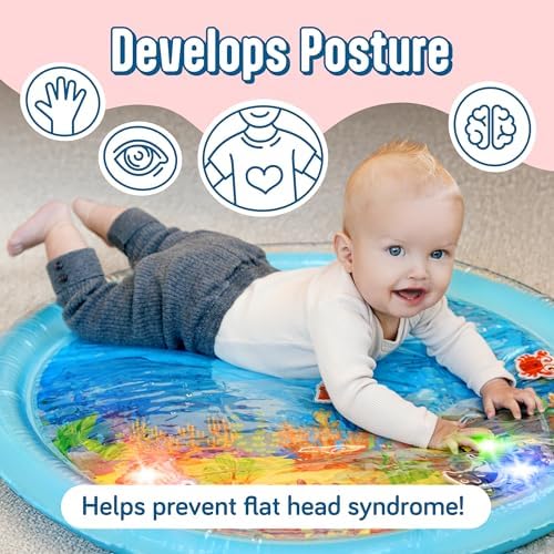 SplashEZ Lights Up Tummy Time Water Mat for Babies, 30" X-Large