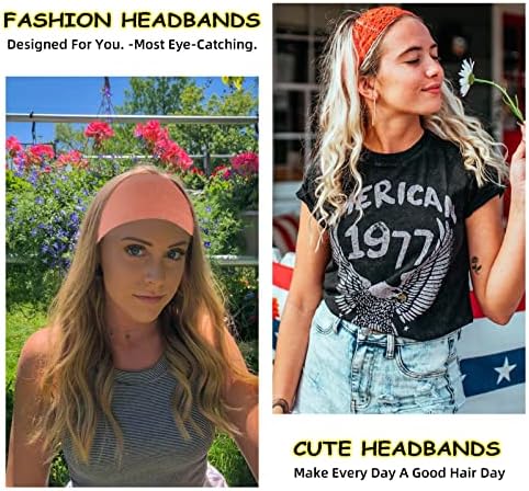 RITOPER Workout Wide Headbands for Women Non Slip, Super Soft Yoga Running Exercise Head Bands, Elastic Sweat Band Hair Bands for Women's Hair, Womens Solid Headband Hair Wrap