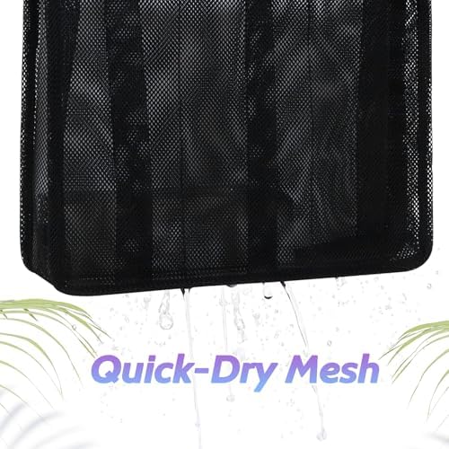 famichan Portable Mesh Shower Caddy, Gym Travel Camp Dorm Room Essentials for College Student Boy Girl, Bathroom Shower Bag - Black
