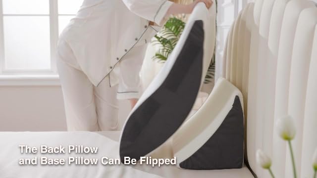 4PCS Wedge Pillow Set for After Surgery, White/Grey