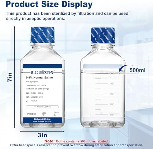 0.9% Normal Saline Solution, Sterile Sodium Chloride, 500mL