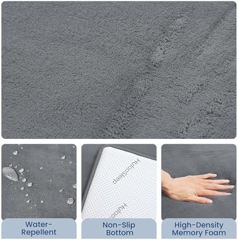 Huloo Sleep Baby Play Mat for Floor,1.3" Thick Elasti-Foam 50"×50" Playpen Mat for Tummy Time,Non-Toxic Certified Water Repellent Soft Coral Velvet for Toddler,Infant,Kids,Non-Slip Backing Safe for Crawling(Dark Grey)