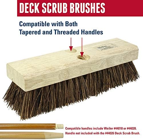 Weiler 44026 Heavy Duty Deck Scrub Brush with Natural Palmyra Bristles for Wooden Decks, Conrete Patios, and Other Rough Surfaces