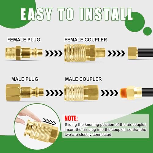 45Pcs 1/4" Air Hose Fittings Coupler & Plug Air Compressor Kit