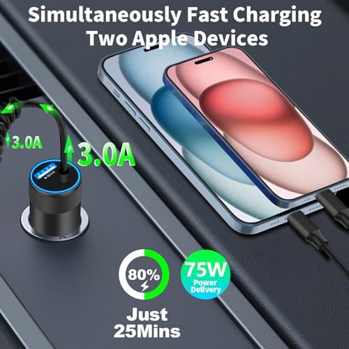 Apple MFi Certified iPhone 17 Car Charger Fast Charging + 6FT Type C Cable