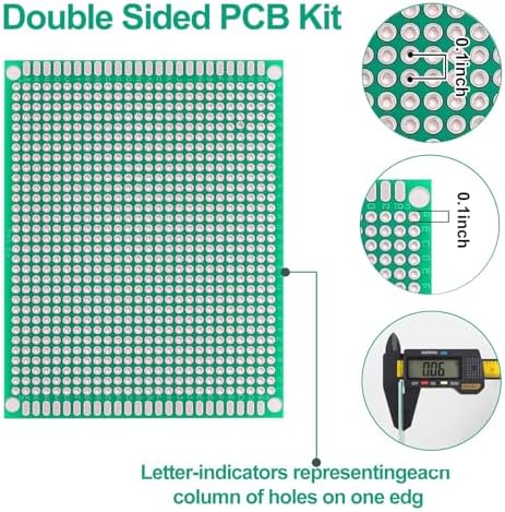 Rindion 32 Pcs PCB Board, Green Circuit Board with 5 Sizes Compatible, Double Sided PCB Prototype Board for DIY Electronics Projects Apply to Soldering Projects