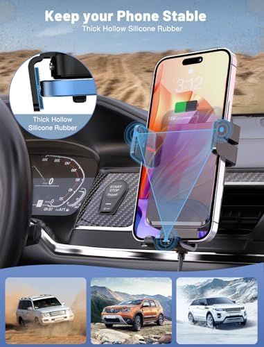 Wireless Car Charger, MOKPR Auto-Clamping Car Mount 15W/10W/7.5W Fast Charging Air Vent Car Phone Mount Compatible with iPhone 15/14/13/13 Pro/12 Pro Max/12 pro/12/11/10 Series, Samsung Galaxy Series