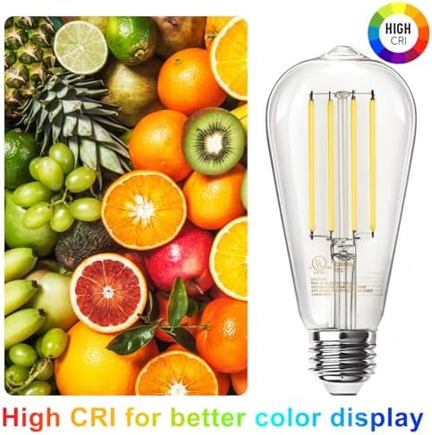 TJOY LED Edison Light Bulbs, E26 Dimmable Vintage Bulb, 8W = 60W Equivalent