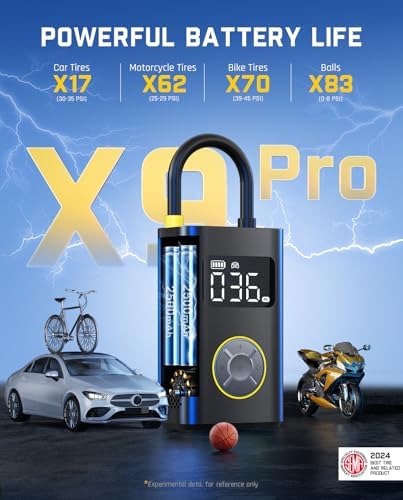 Fanttik X9 Pro Portable Tire Inflator for Compact Car, 1Min Fast Inflate