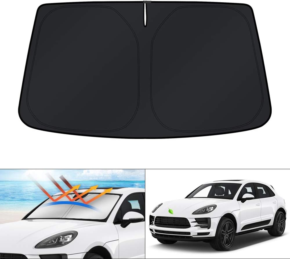 KUST Windshield Sun Shade for 2017-2026 Tesla Model Y/Model 3 Sunshade Accessories (Fit 2025-2026 Model Y Juniper / 2024 Model 3 Highland) Upgraded Foldable Sunshade, Blocks UV Rays Keep Car Cool