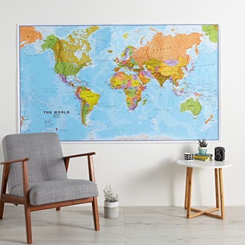 Giant World Map - Mega-Map Of The World 46 x 80 - Laminated - 2026 Updated