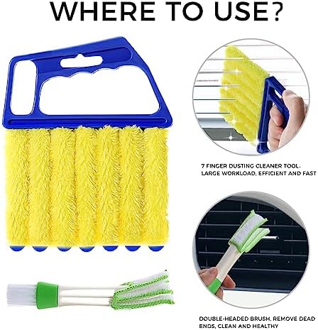 Blind Cleaner Duster Tool, 4Pcs Washable 7-Finger Venetian Window Duster
