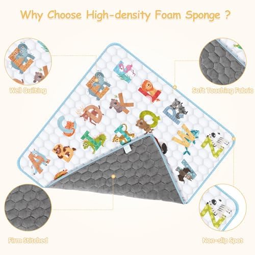 Baby Play Mat for Floor Playpen - 50" X 50" Playpen Mat,Thick One-Piece Crawling, Odorless Floor Mat, Non-Slip Cushioned Baby Playmat for Infants,Babies,Toddlers. Foldable and Machine Washable