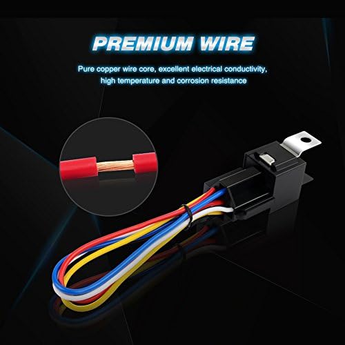 Nilight 50003R Automotive Set 5-Pin 30/40A 12V SPDT with Interlocking Relay Socket and Wiring Harness-5 Pack, 2 Years Warranty