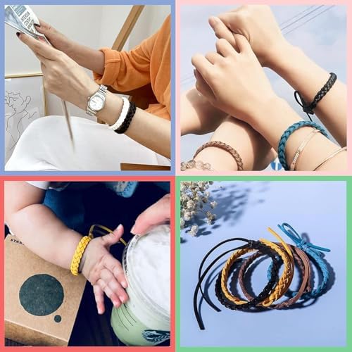 12 Pcs Leather Mosquito Repellent Bracelets, Solid Color Individually Wrapped Soft Leather Insect & Bug Repellent Wrist Bands for Kids & Adults Outdoor Camping Fishing Traveling