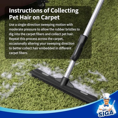 MR.SIGA Pet Hair Removal Rubber Broom with Built in Squeegee