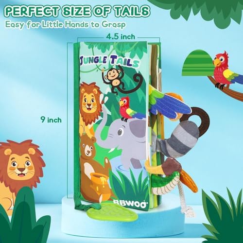 BBWOO Soft Baby Book Toy, Touch and Feel Sensory Crinkle Book with Teether