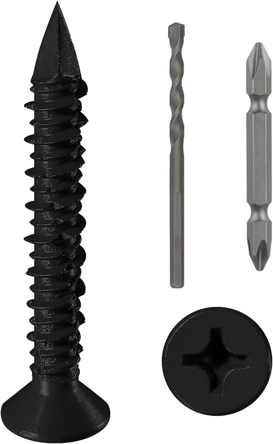 Wensilon(105 PCS) 3/16" Concrete Screw Anchor Kit Blue/Black/White Flat Head for Anchoring to Masonry, Block or Brick Stucco