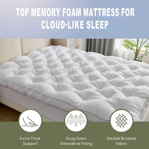 SHOUREN 5 Inch Memory Foam Mattress Topper Queen for Back Pain Relief