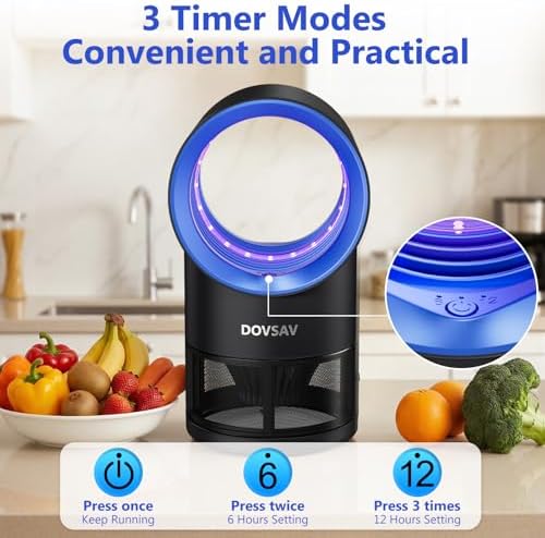 Fruit Fly Traps for Indoors, Blue Gnat Trap Indoor with Suction & Timer